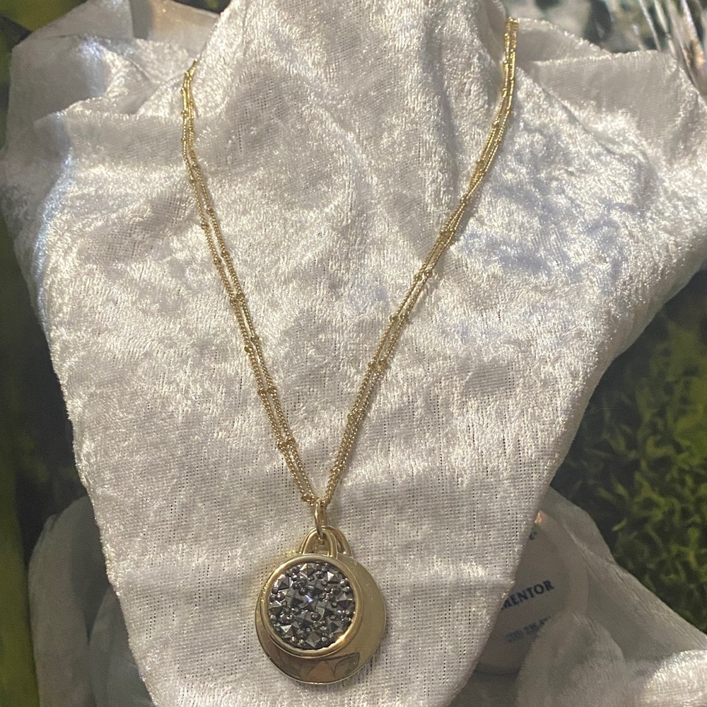 Lane Bryant Gold Necklace with Druzy Silver Pendant